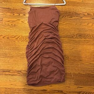 Elegant Brown Ruched Skirt